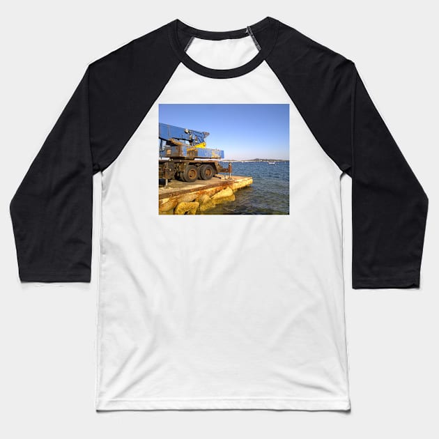 Old crane at the beach of Grimaud, opposite of St. Tropez, le Provence Baseball T-Shirt by robelf